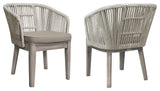 Haiti Patio Dining Chairs with Arms in Grey Acacia Wood and Rope - Set of 2