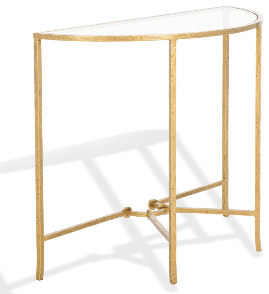 Safavieh Couture Tauri Metal Console Table, Brass/Clear