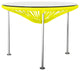 Zicatela Indoor/Outdoor Handmade Side Table, Yellow Weave, Chrome Frame