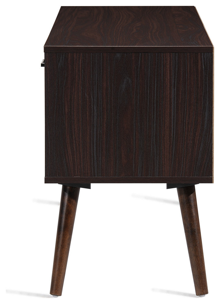 GDF Studio Amal Mid-Century Modern Finished Fiberboard Entertainment Center, Wenge