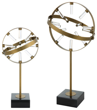 Uttermost Realm Spherical Brass Sculptures, Set of 2