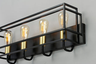 Maxim 10244 Liner 4 Light 29"W Bathroom Vanity Light - Black / Satin Brass