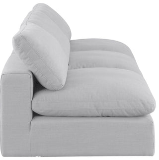 Comfy Upholstered Modular Sofa, White, 3-Piece: 3 Armless Chair, Linen Textured Fabric