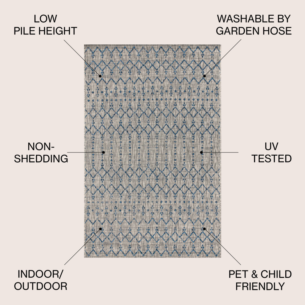 Ourika Moroccan Geometric Textured Weave Indoor/Outdoor Area Rug