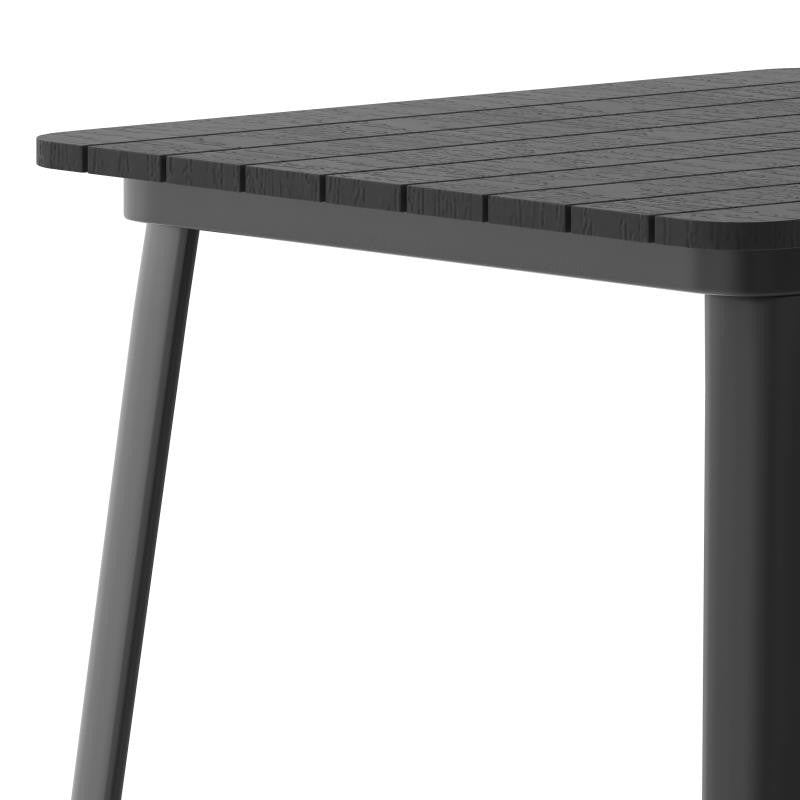 Declan Commercial Indoor/Outdoor Bar Top Square Table, 31.5", Black