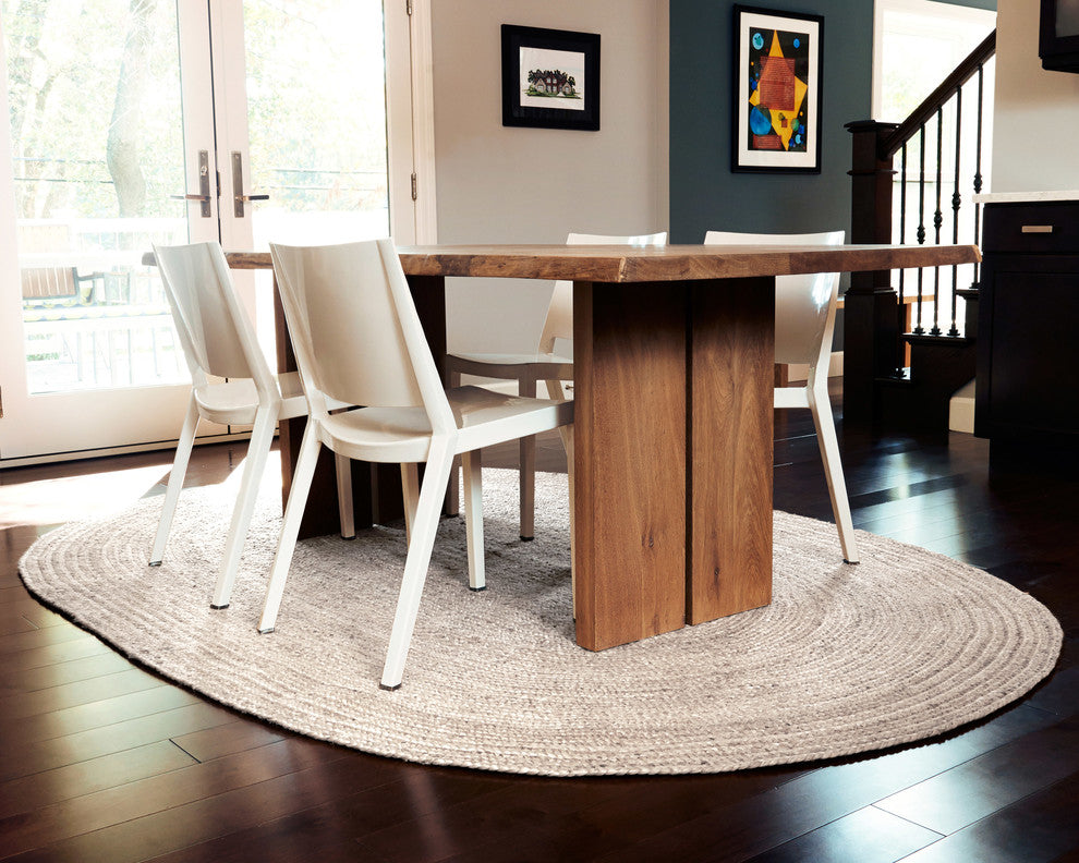 Kerala Jute Area Rug, Ivory, 6'x9' Oval