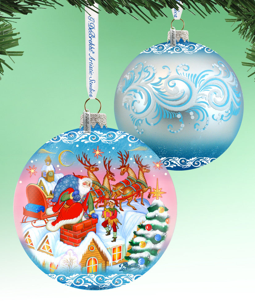Hand Painted Scenic Glass Ornament Special Delivery Ball, Limited Edition