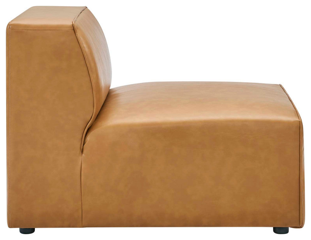 Mingle Vegan Leather Sofa and Armchair Set, Tan