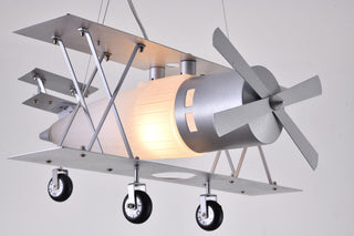 Airplane Light Fixture With Frosted White Glass, Silver