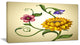 Flowers and Leaves Illustration, Floral Canvas Art Print, 32"x16"