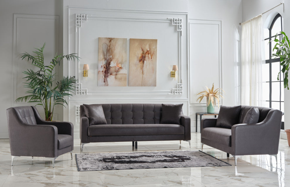 Livia Love Seat, Melson Dark Gray