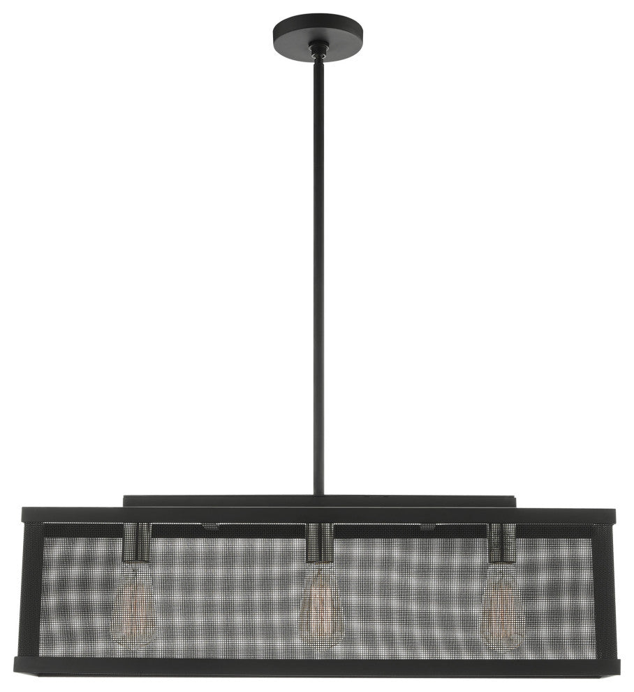 Livex Lighting Industro 3 Light Black, Brushed Nickel Accents Linear Chandelier