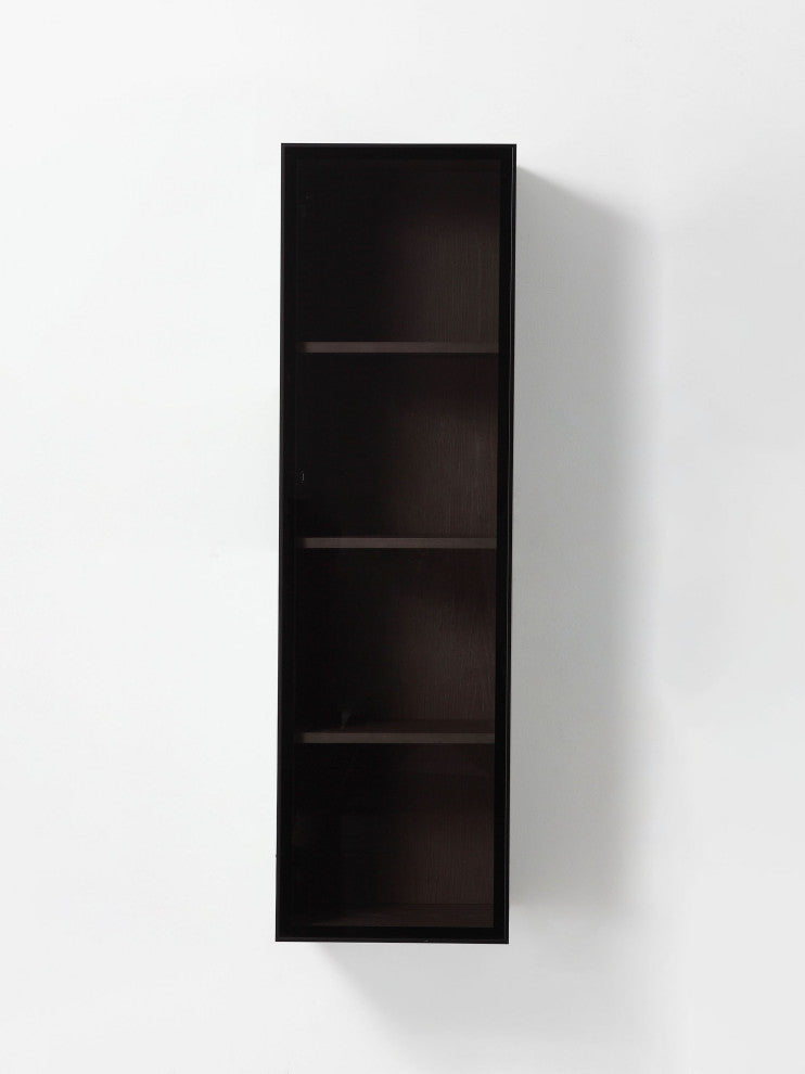 LUCE 13" Wall Mount Modern Bathroom Side Cabinet, Chestnut Oak/Matte Black