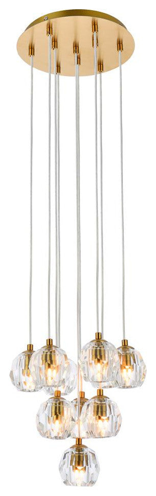 Lux Light 11" 10-Lights Gold Pendant