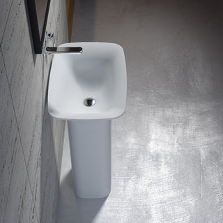 23" Polystone Free-Standing Bathroom Sink, Glossy White, No Faucet