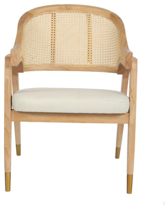 Naomi Commercial Cane Rattan Dining and Accent Chair, Natural