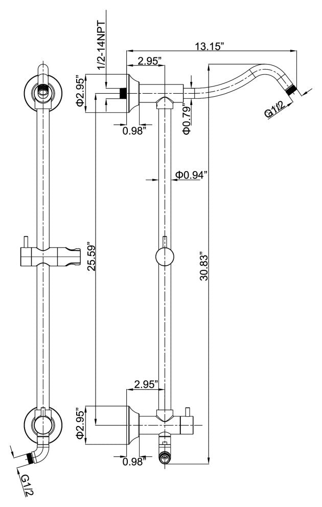 Shower System with 10"? Rain Shower Head&5-setting Handshower Less Rough-in Valve