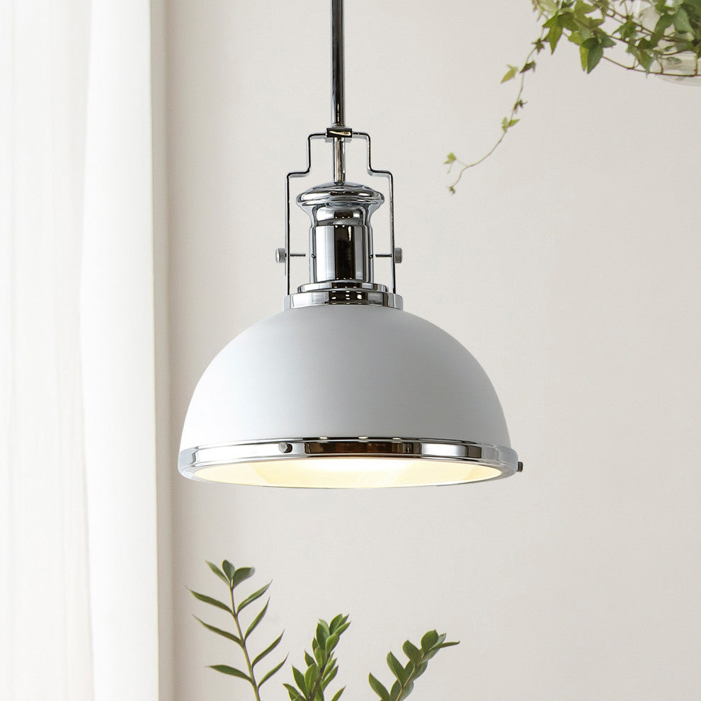 Stella Moravian Star Metal/Glass LED Flush Mount, Chrome/White, Width: 13"