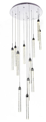 Clear Crystal Bubble Rod LED Light Fixture, Chrome Frame, Hardware