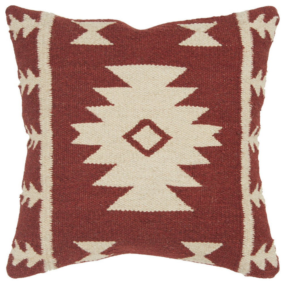 Red Beige Tribal Woven Down Filled Throw Pillow