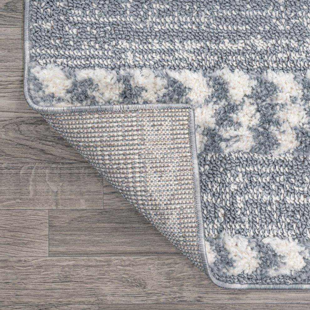 Sofie Moroccan Trellis High-Low Gray/Cream 2'x8' Runner Rug