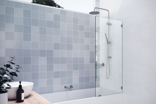 58.25"x28" Frameless Shower Bath Fixed Panel, Brushed Nickel