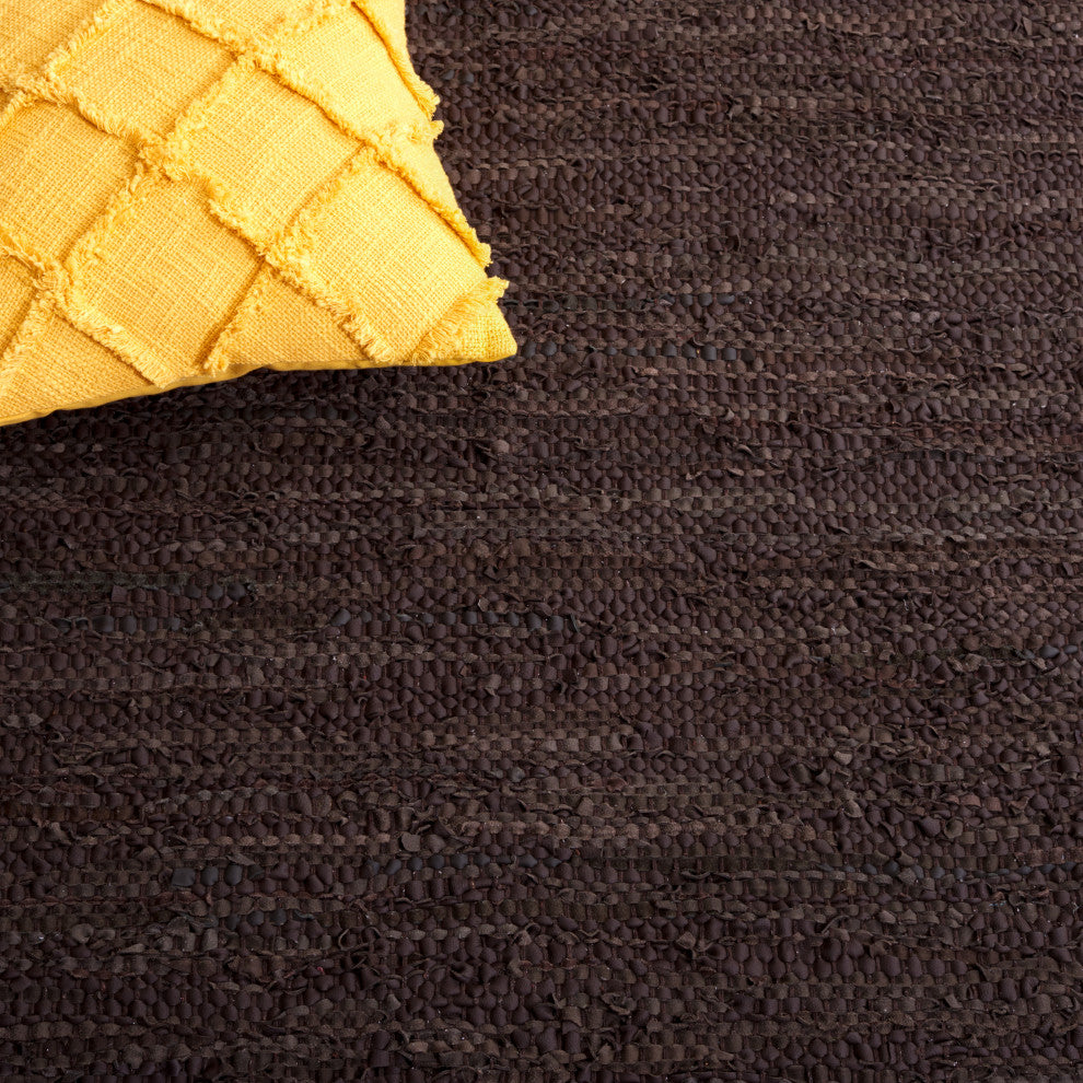 Safavieh Vintage Leather Collection, VTL310 Rug, Light Grey/Dark Brown, 2'3"x9'