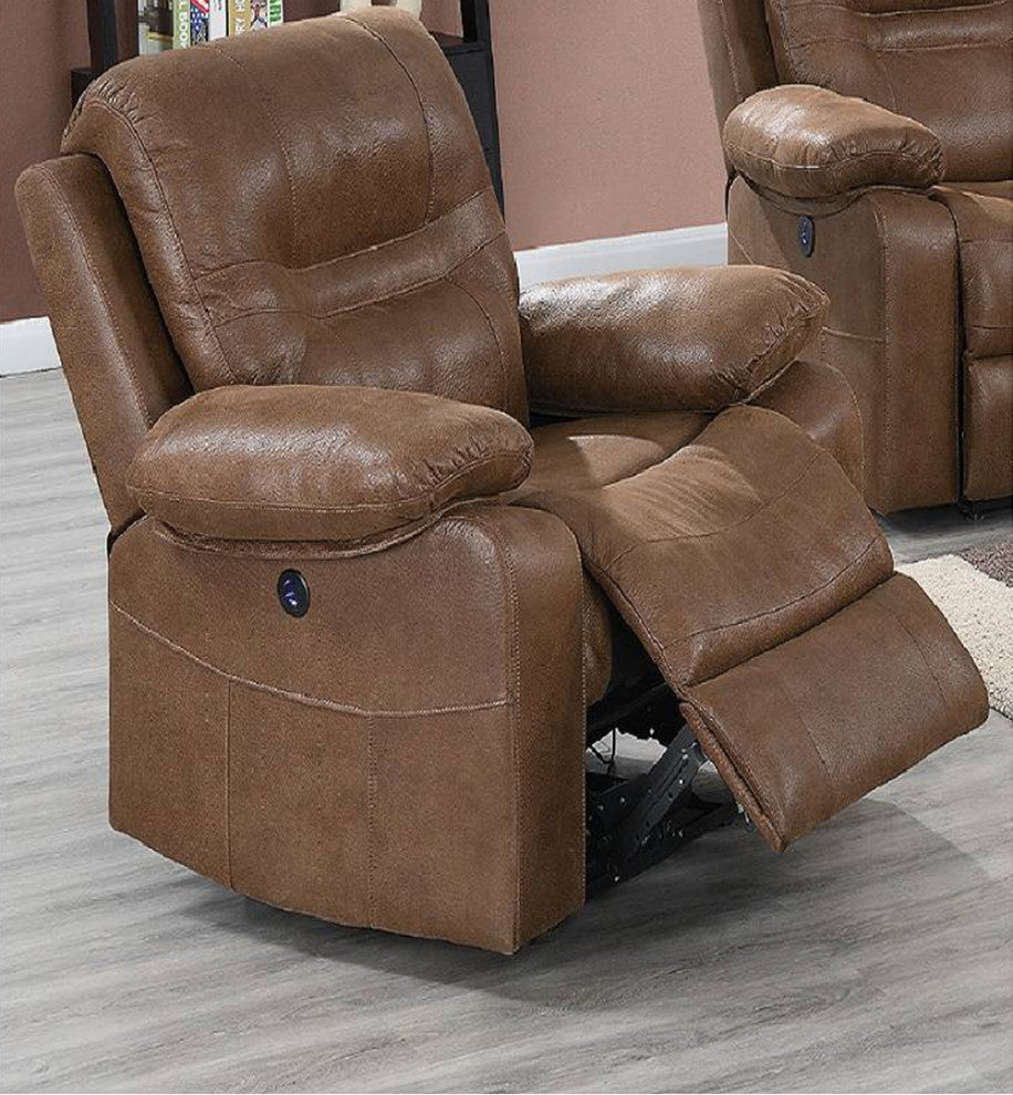 Breathable Leathrette Rocker Recliner, Dark Brown