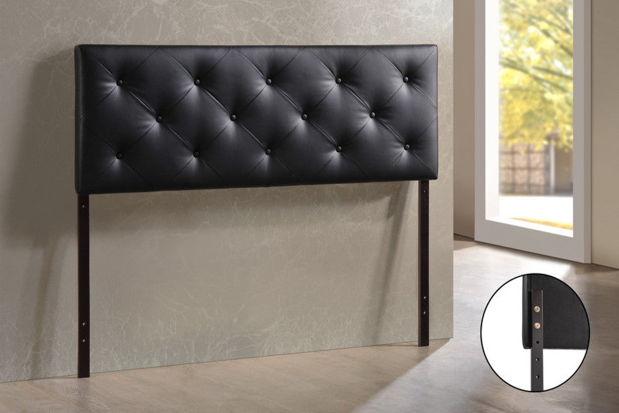 Baltimore Full Black Faux Leather Upholstered Headboard