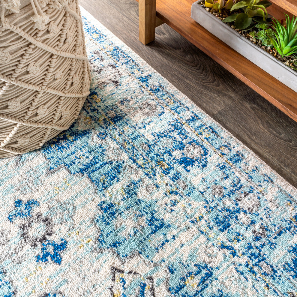 Modern Persian Boho Vintage Medallion Area Rug, 4x6