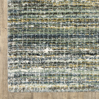 Greer Modern Distressed Gridwork Green/ Blue Area Rug, 6'7" x 9'6"