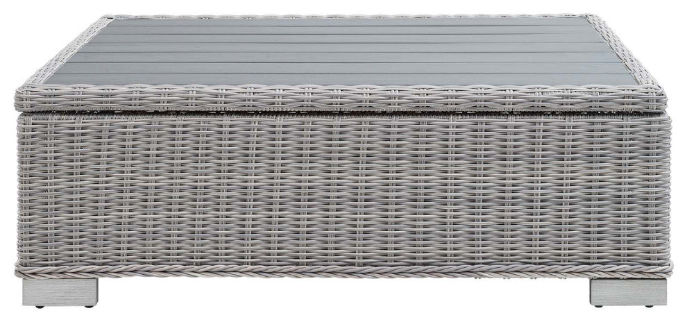 Conway 45" Outdoor Patio Wicker Rattan Coffee Table - Light Gray