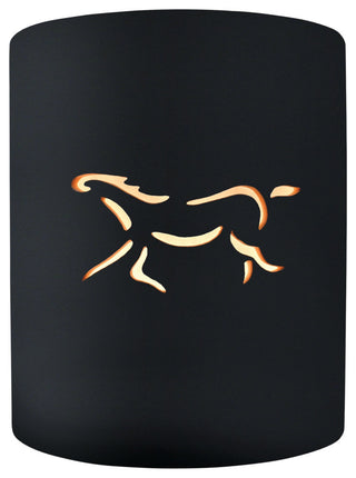 Sun Dagger Cylinder Wall Sconce, Open Top/Bottom, Gloss Black, Horse, LED