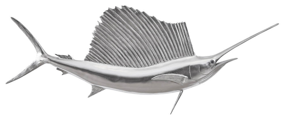Sail Fish Wall Sculpture, Silver Leaf