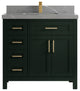Cambridge 36 Center Sink Bath Vanity in Dark Forest Green 2" Piatra Gray