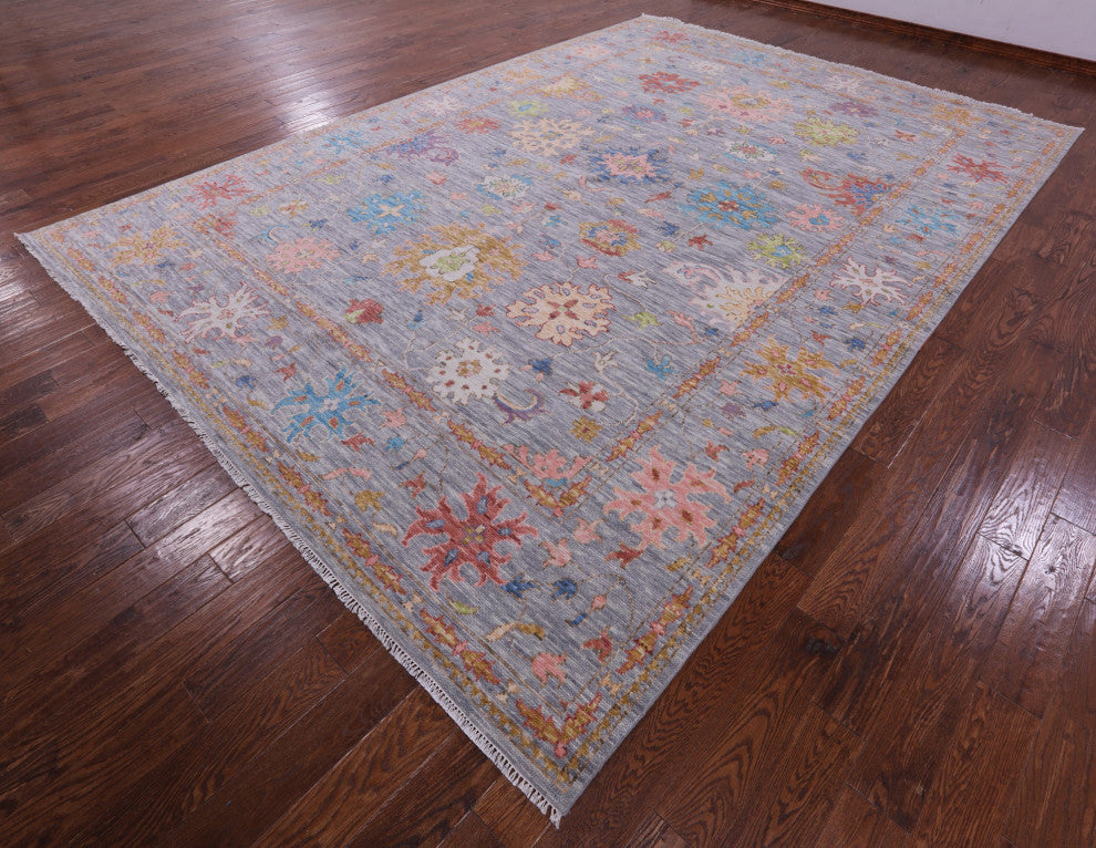 Hand-Knotted Turkish Oushak Rug 9' 10" X 14' 2" - Q15734
