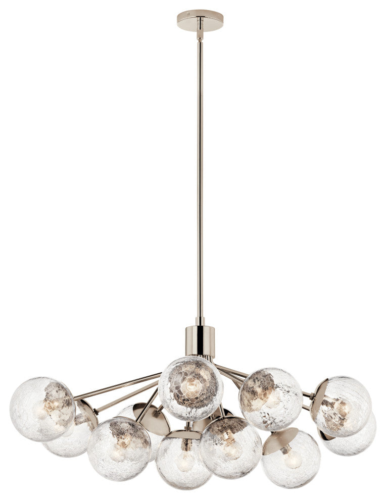 Silvarious Linear Convertible Chandelier, Polished Nickel, 12 Light