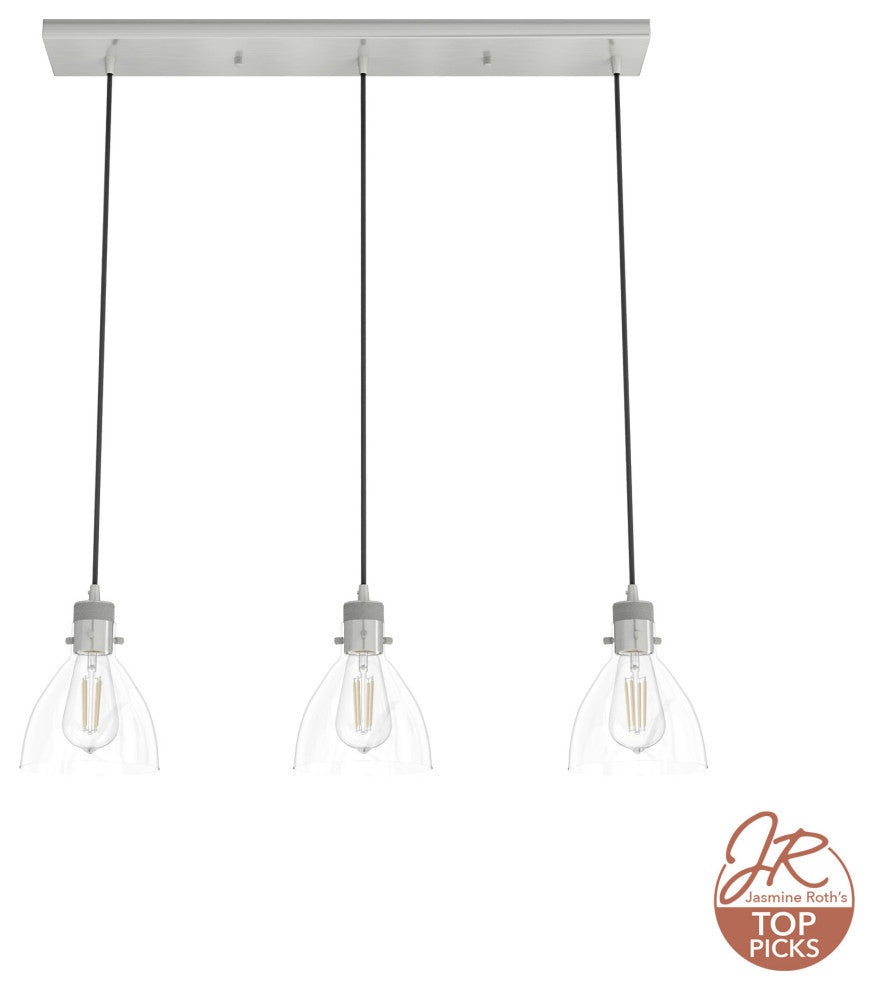 Hunter Van Nuys Brushed Nickel 3 Light Linear Cluster Ceiling Light