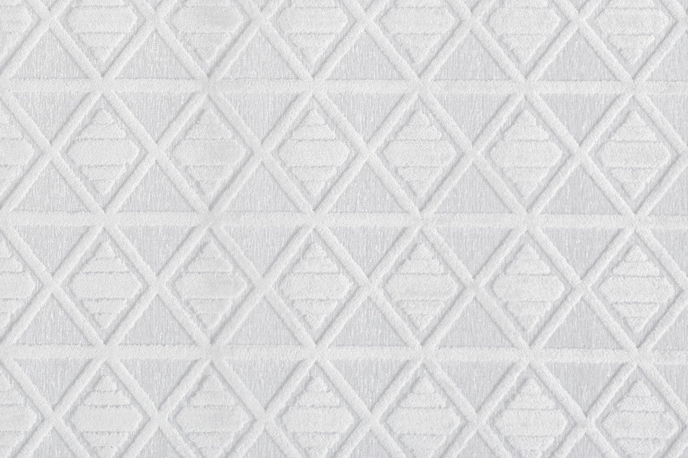 Weave & Wander Soho Lyra Minimal Chenille Rug, White, 5'3"x7'6"