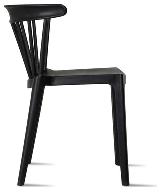 Dining Elbow Side Chair, Plastic Indoor/Outdoor Stackable Slat Back Patio Chair, Black