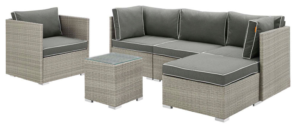 Light Gray Charcoal Repose 6 Piece Outdoor Patio Sectional Set