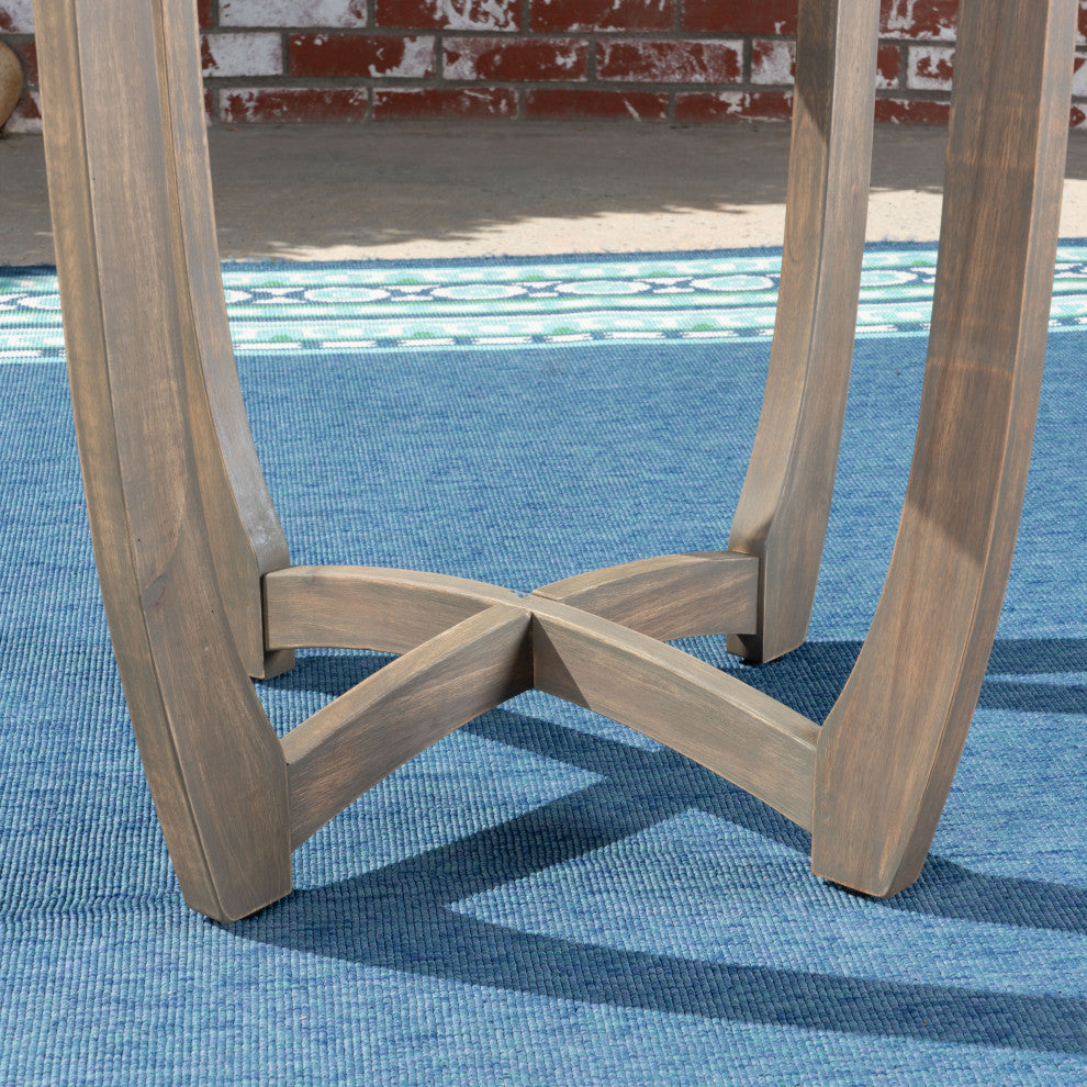 GDF Studio Andria Outdoor Acacia Wood Bistro Table, Gray