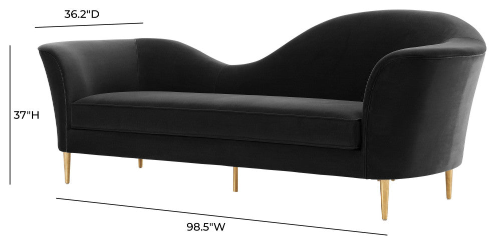 TOV Furniture Plato Black Velvet Sofa