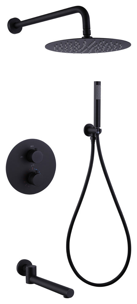 Multi-function Thermostatic Shower System W/ Hand Shower & Swivel Tub Spout