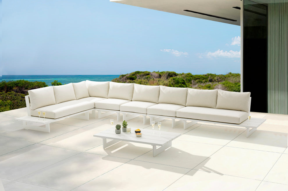 Maldives Cream Water Resistant Fabric Outdoor Patio Modular Sectional