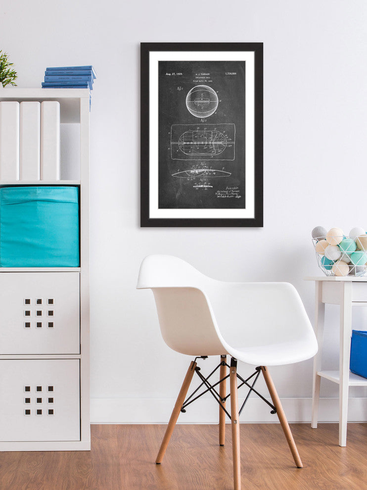 "Basketball 1925 Chalk" Framed Painting Print