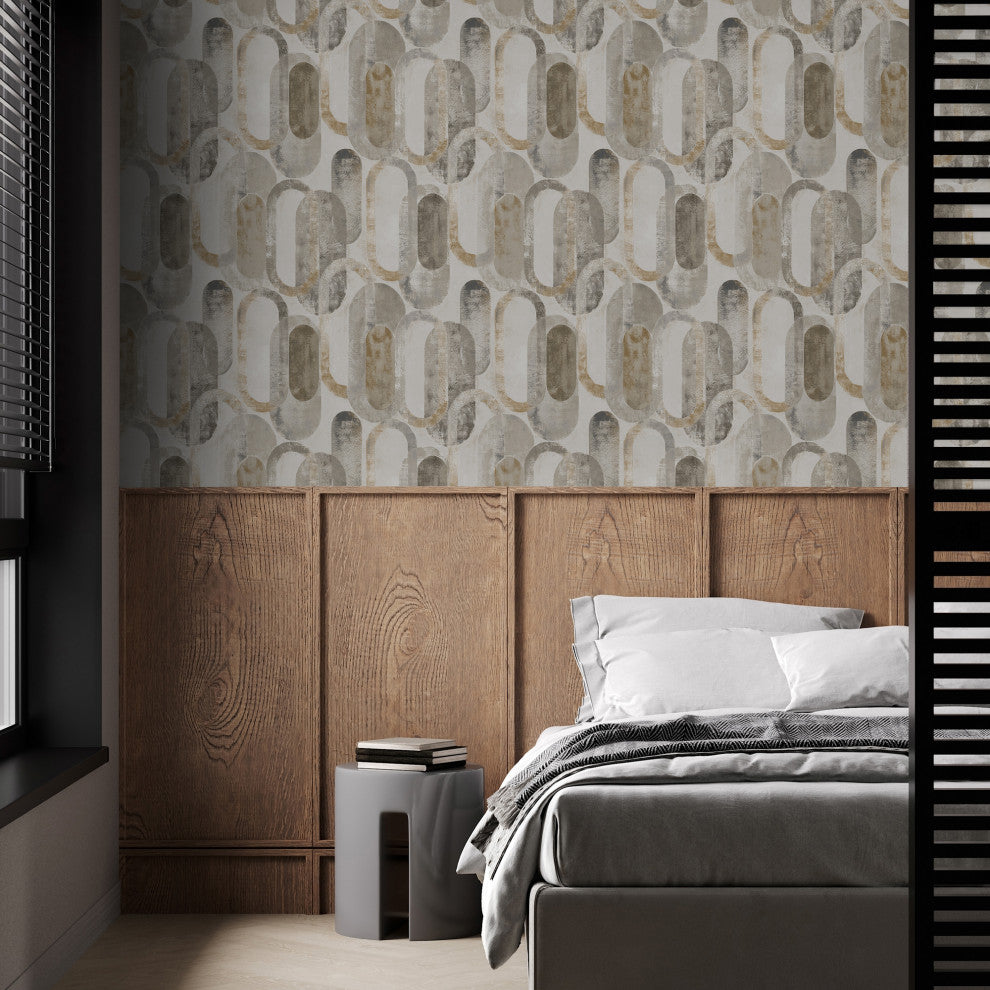 Sublime Oval Shapes Wallpaper, Gold