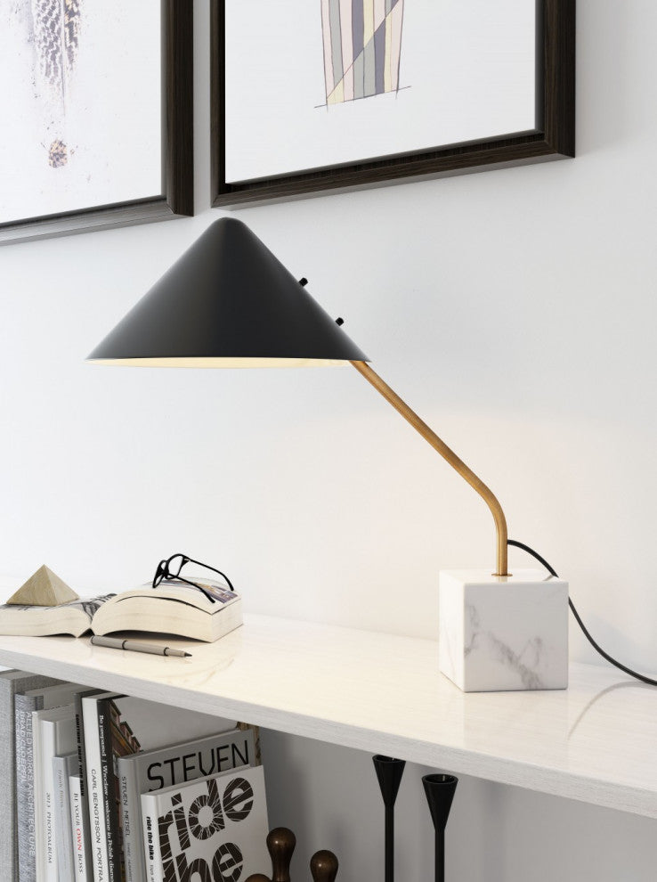 Black Gold and Marble Table or Desk Lamp