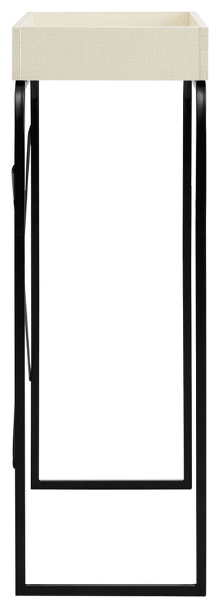 Yazzy 33.25" Rectangle Wood Console Table With Raised Edges, Cream Weave