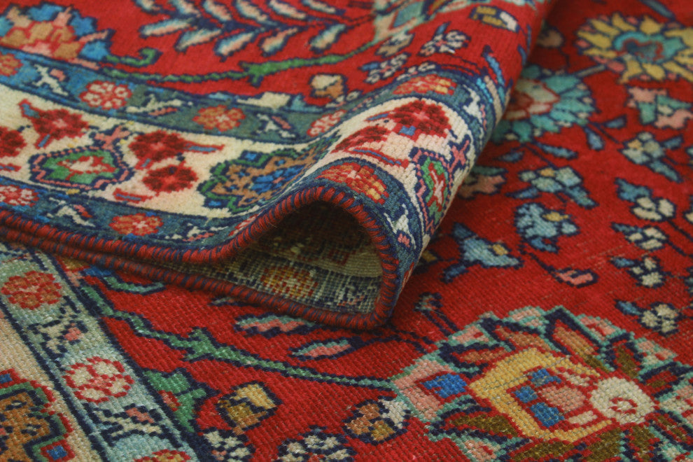 Fine Vintage Distressed Jeannie Red/Beige Runner, 3'7x9'2